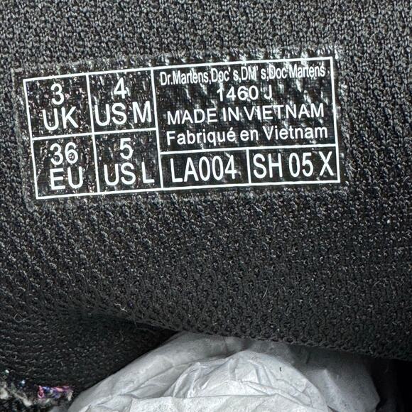 Dr Marten’s Junior 1460 Sparkle Rays Lace Up Combat Boots Girls Size 4 Silver - Picture 8 of 14